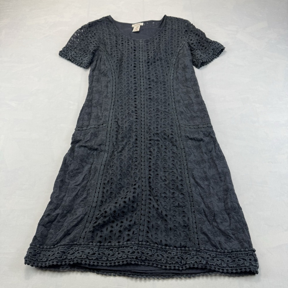 Sundance Catalog Charcoal Cotton Eyelet Lace Dress Size 6